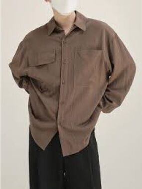Casual khaki Button-Down Shirt - 100% silk